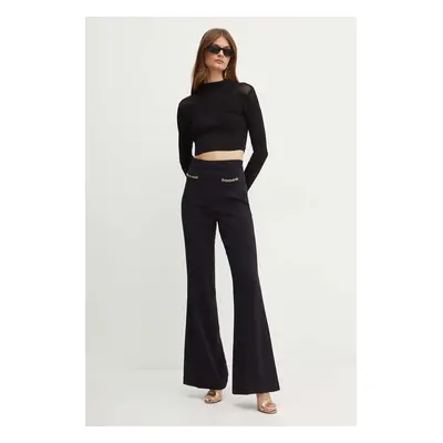 Kalhoty Twinset dámské, černá barva, zvony, high waist, 242TP2083