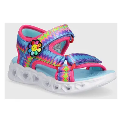 Dětské sandály Skechers HEART LIGHTS SANDALS MISS VIBRANT tyrkysová barva