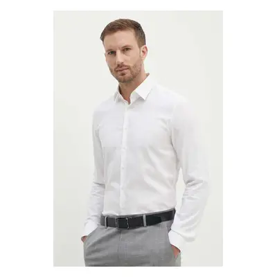 Košile Calvin Klein pánská, bílá barva, slim, s klasickým límcem, K10K113164