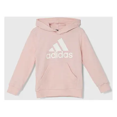 Dětská mikina adidas LK BL FT HD béžová barva, s kapucí, s potiskem, IV7442