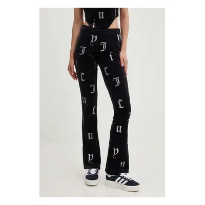 Velurové teplákové kalhoty Juicy Couture BRIAH AO DIAMANTE TROUSERS černá barva, JCMBJ224253