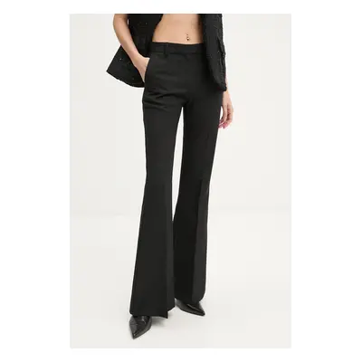 Vlněné kalhoty The Kooples černá barva, zvony, high waist, FPAN29025K