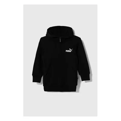 Dětská mikina Puma ESS Small Logo Full-Zip Hoodie TR G černá barva, s kapucí, hladká