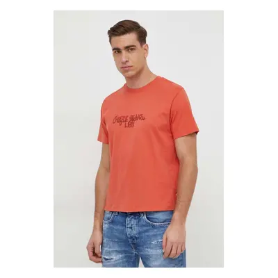 Bavlněné tričko Pepe Jeans Chris oranžová barva, s potiskem, PM509207