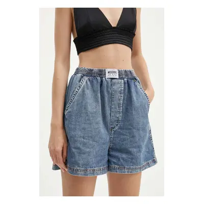 Džínové šortky Moschino Jeans dámské, hladké, high waist, 0304.8224