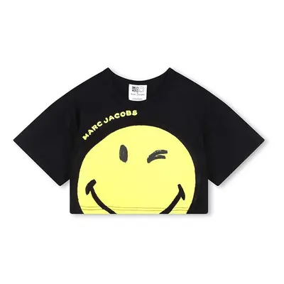 Dětské bavlněné tričko Marc Jacobs x Smiley černá barva