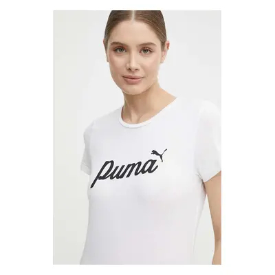 Bavlněné tričko Puma béžová barva, 679315