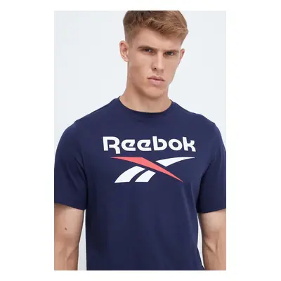 Bavlněné tričko Reebok IDENTITY tmavomodrá barva, s potiskem, 100071176