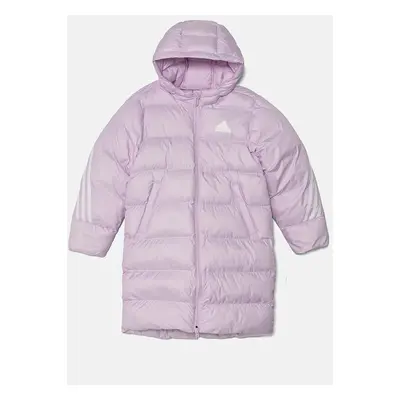 Dětská bunda adidas J FI 3S PARKA fialová barva, IX3631