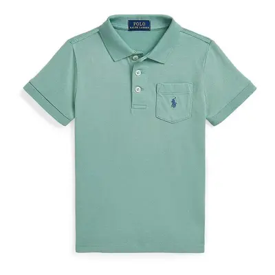 Dětská bavlněná polokošile Polo Ralph Lauren zelená barva, 322942065002