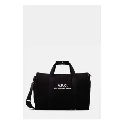 Bavlněná taška A.P.C. gym bag recuperation černá barva, CODBM.H62230