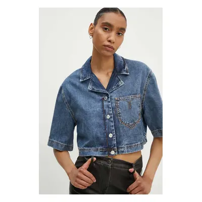 Džínová košile Moschino Jeans dámská, relaxed, s klasickým límcem, 0202.8224