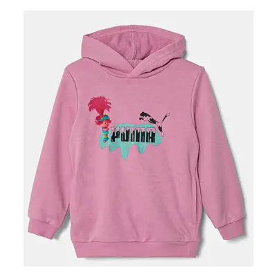 Dětská mikina Puma X TROLLS Hoodie TR růžová barva, s kapucí, s potiskem, 627378