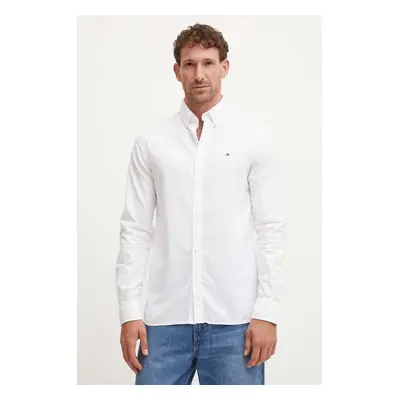 Bavlněná košile Tommy Hilfiger bílá barva, slim, s límečkem button-down, MW0MW35769