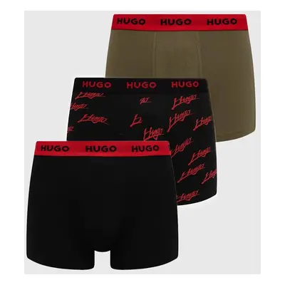 Boxerky HUGO 3-pack pánské, černá barva, 50517887