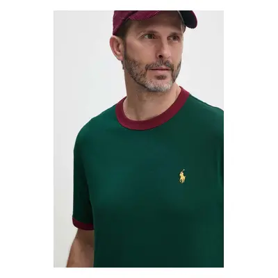 Bavlněné tričko Polo Ralph Lauren zelená barva, 710927102