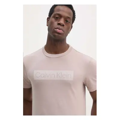 Bavlněné tričko Calvin Klein růžová barva, s potiskem, K10K113590