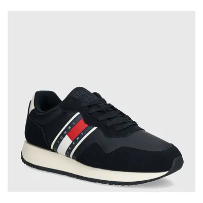 Kožené sneakers boty Tommy Jeans TJM MODERN RUNNER tmavomodrá barva, EM0EM01316