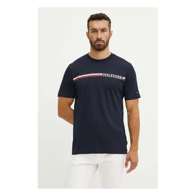 Bavlněné tričko Tommy Hilfiger tmavomodrá barva, s potiskem, MW0MW36739