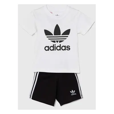 Dětská bavlněná souprava adidas Originals SHORT TEE SET bílá barva, JE0521