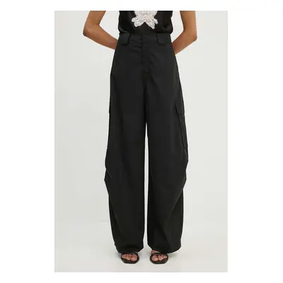 Kalhoty A.L.C. Brie dámské, černá barva, široké, high waist, 2PANT01031