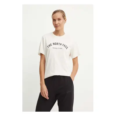 Bavlněné tričko The North Face Tee Varsity Graphic béžová barva, NF0A89CQQLI1