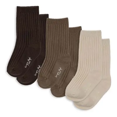 Dětské ponožky Konges Sløjd RIB SOCKS 3-pack hnědá barva, KS101371