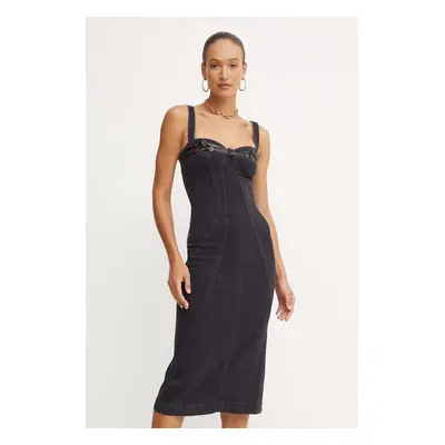 Džínové šaty Versace Jeans Couture černá barva, midi, 77HAO96P DW060SW0