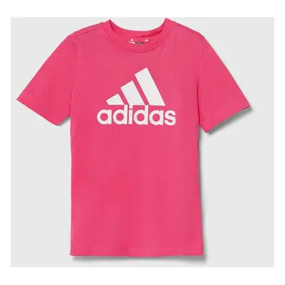 Dětské bavlněné tričko adidas LK BL CO TEE růžová barva, IX7329