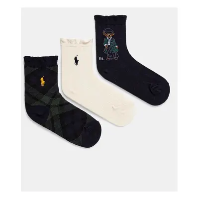 Dětské ponožky Polo Ralph Lauren 3-pack tmavomodrá barva, 446958814001