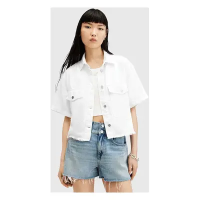 Džínová bunda AllSaints TOVE SS DENIM SHIRT bílá barva, přechodná, W113PA