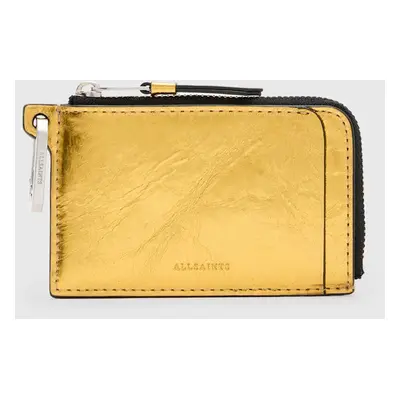 Kožená peněženka AllSaints REMY WALLET zlatá barva, W017XZ