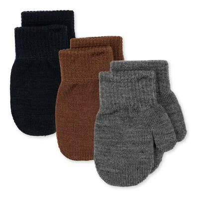 Dětské rukavice s příměsí vlny Konges Sløjd FILLA MITTENS 3-pack šedá barva, KS101221