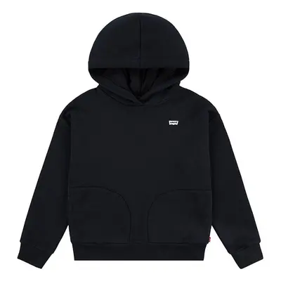 Dětská mikina Levi's BATWING CHEST HIT HOODIE černá barva, s kapucí, hladká, 3EL078