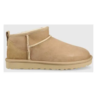 Semišové sněhule UGG W Classic Ultra Mini hnědá barva, 1116109.SAN