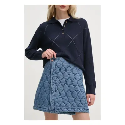 Sukně Pepe Jeans MINI SKIRT HW QUILTED modrá barva, mini, áčková, PL901163