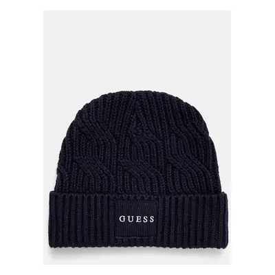 Čepice z vlněné směsi Guess CABLE BEANIE tmavomodrá barva, z husté pleteniny, M4BZ10.Z3HD1