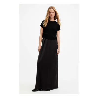 Šaty a svetr AllSaints HAYES DRESS černá barva, maxi, W125DA