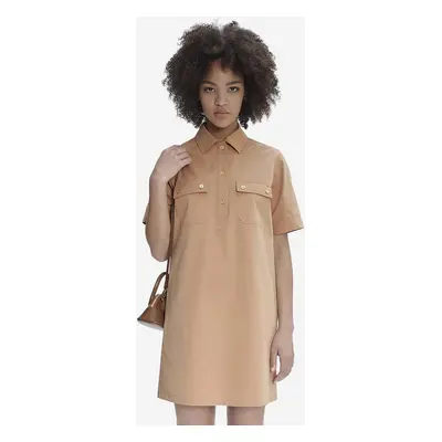 Bavlněné šaty A.P.C. Robe Berangere béžová barva, mini, COGBM-F05953 BEIGE