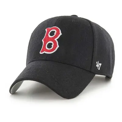 Vlněná kšiltovka 47 brand MLB Boston Red Sox černá barva, s aplikací, BCPTN-CHSMS02WIP-BK46