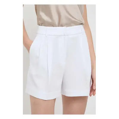 Kraťasy MICHAEL Michael Kors dámské, bílá barva, hladké, high waist