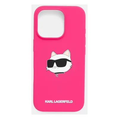 Obal na telefon Karl Lagerfeld iPhone 16 Pro 6.3 růžová barva, KLHMP16LSCHPPLF