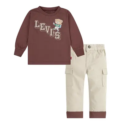 Kojenecká sada Levi's CLIMBING LEVI TEE & CARGO hnědá barva, 6EL311