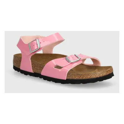 Dětské sandály Birkenstock Rio Kids BF Patent růžová barva