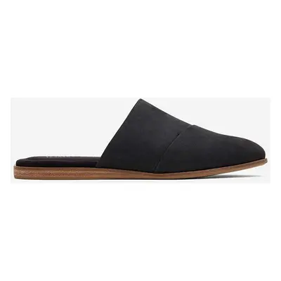 Semišové pantofle Toms Flat 10018987 dámské, černá barva