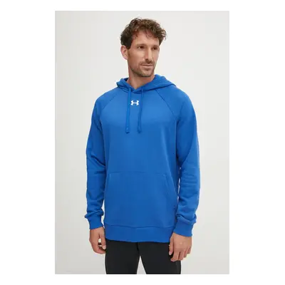 Mikina Under Armour pánská, modrá barva, s kapucí, hladká