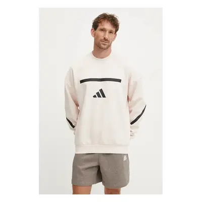 Mikina adidas ZNE pánská, béžová barva, s potiskem, JF2452