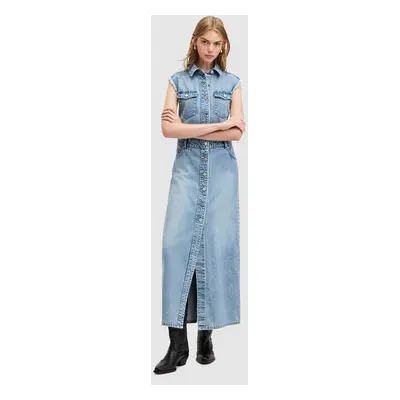 Džínové šaty AllSaints BLAIR DENIM DRESS maxi, W183DA