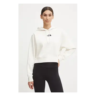 Mikina The North Face Essential Crop Hoodie dámská, béžová barva, s kapucí, hladká, NF0A89EXQLI1