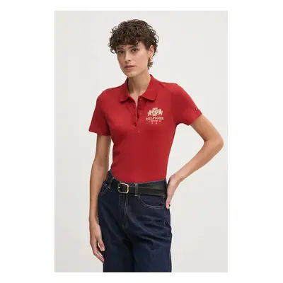 Polo tričko Tommy Hilfiger vínová barva, WW0WW43609